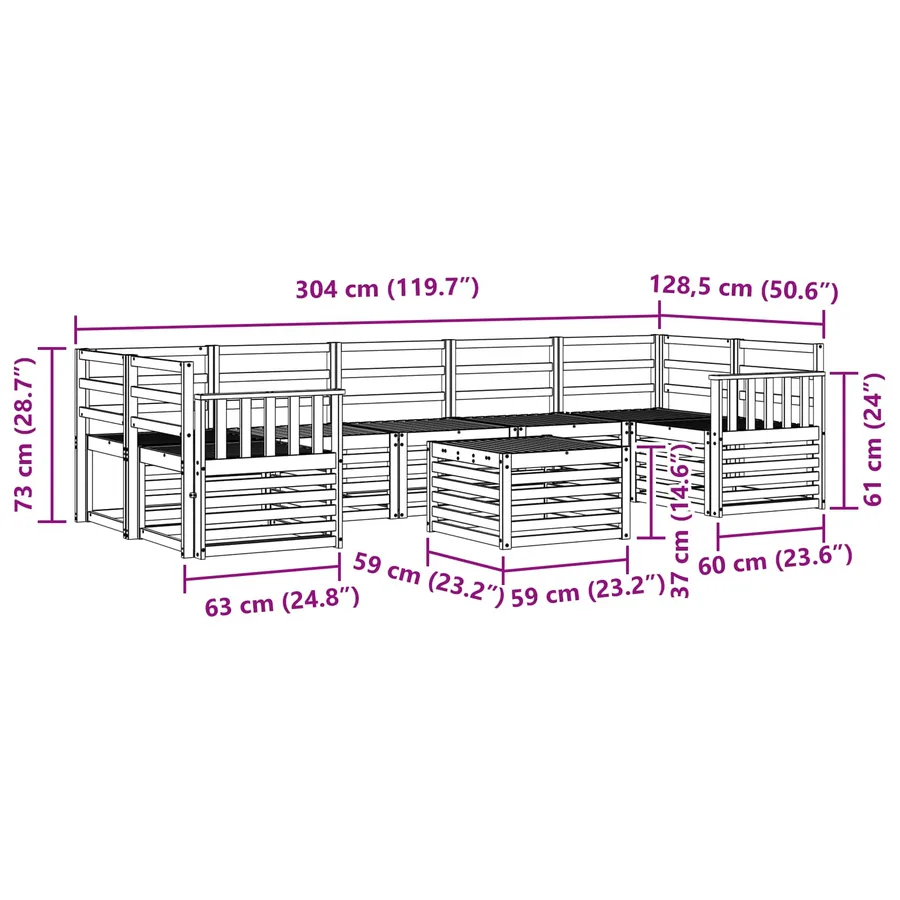Ensemble de canapés d'extérieur 8 pcs Blanc - 8