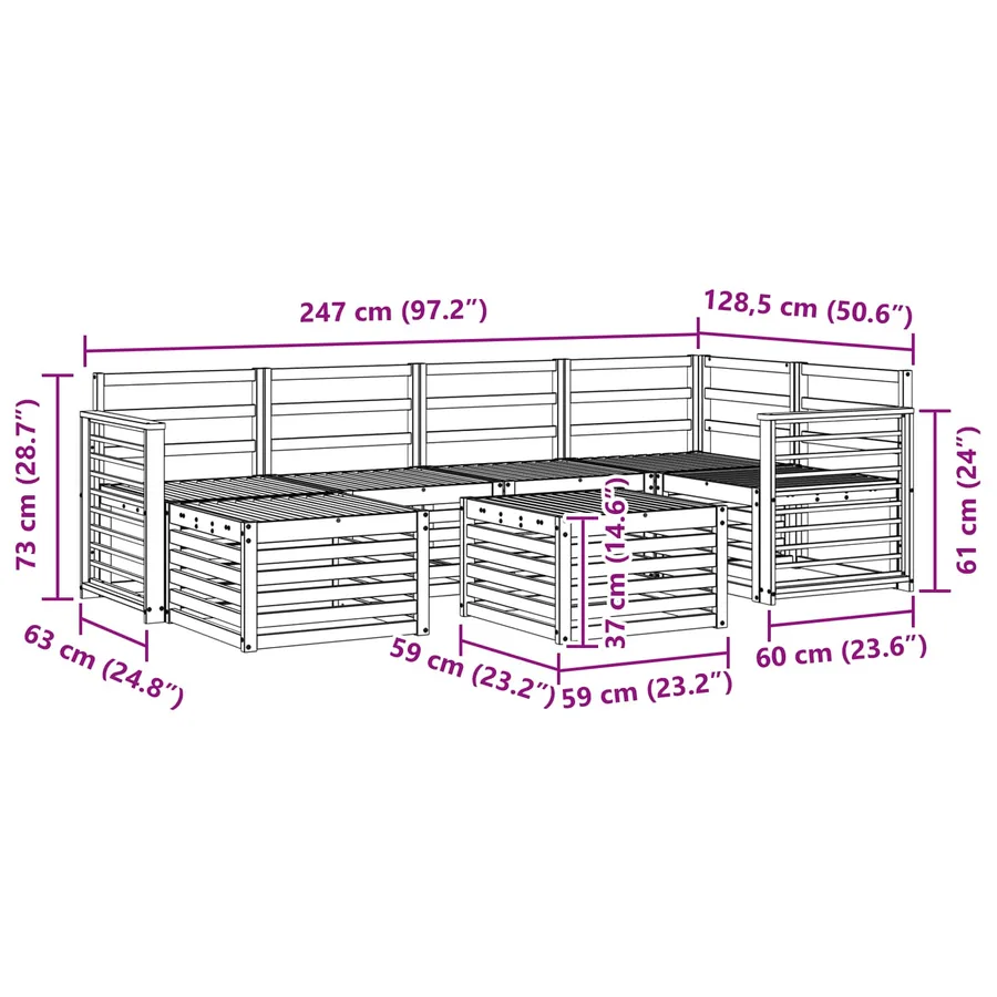 Ensemble de canapés d'extérieur 7 pcs Blanc Polyester - 9