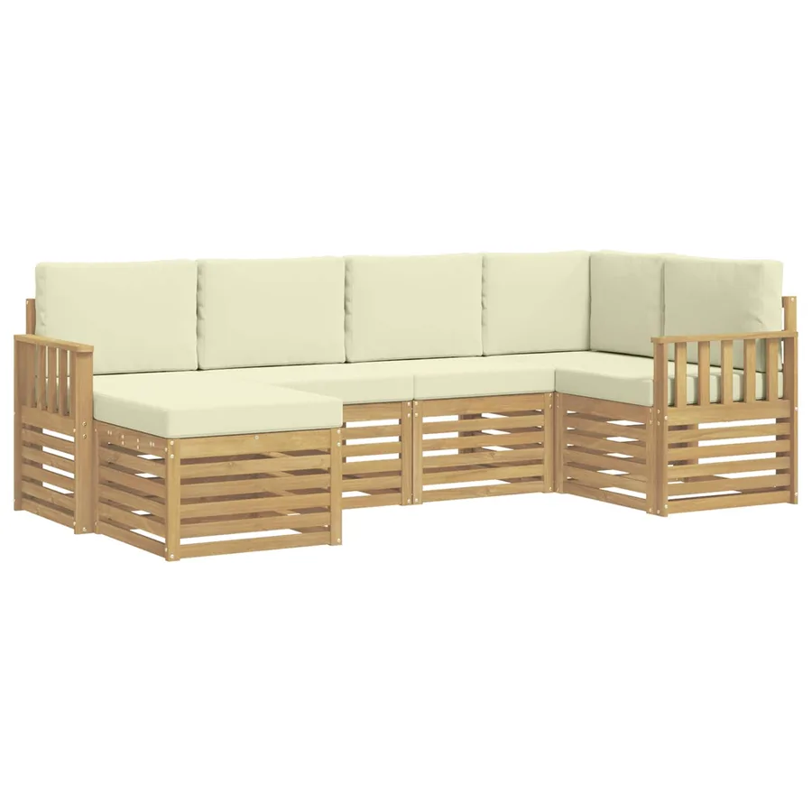 Ensemble de canapés d'extérieur 6 pcs Blanc et crème Polyester - 2