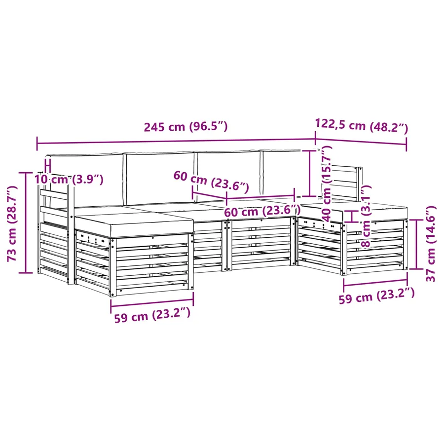 Ensemble de canapés d'extérieur 6 pcs Blanc et crème - 6
