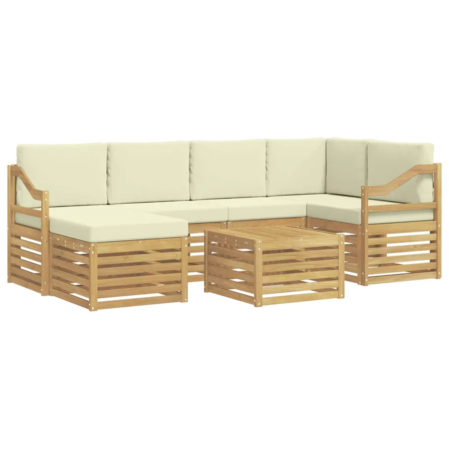 Ensemble de canapés d'extérieur 7 pcs Blanc et crème Polyester - 2
