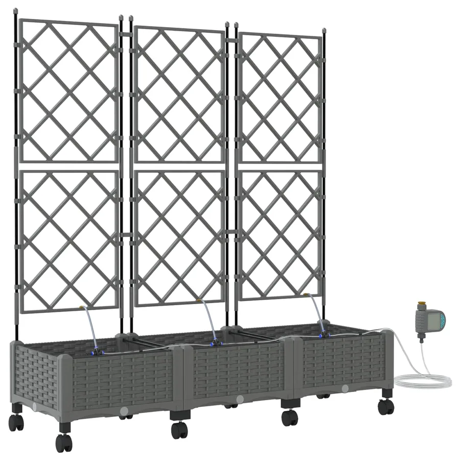 Porte-plante de jardin avec irrigation et roues 3 pc Gris clair - 2