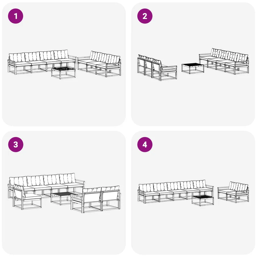 Ensemble de canapés d'extérieur 8 pcs Blanc et noir - 7