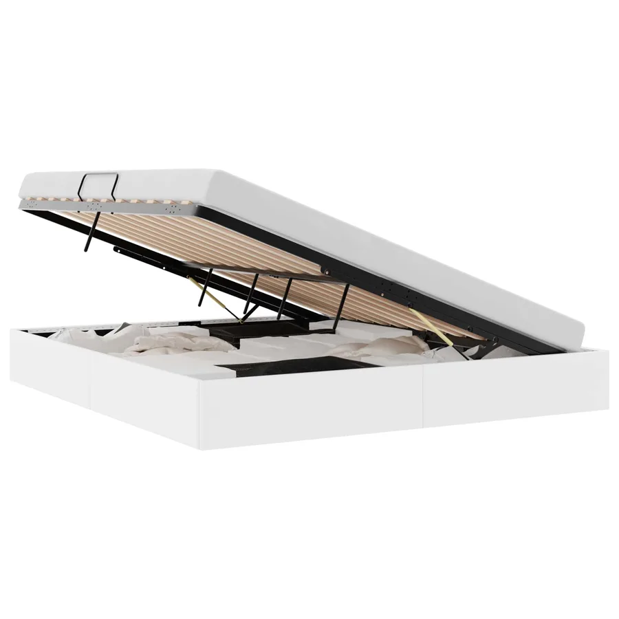 Lit de Rangement Blanc pur 183 x 213 cm Simili cuir - 2