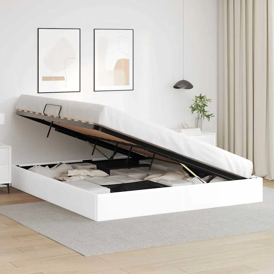 Lit de Rangement Blanc pur 183 x 213 cm Simili cuir - 4