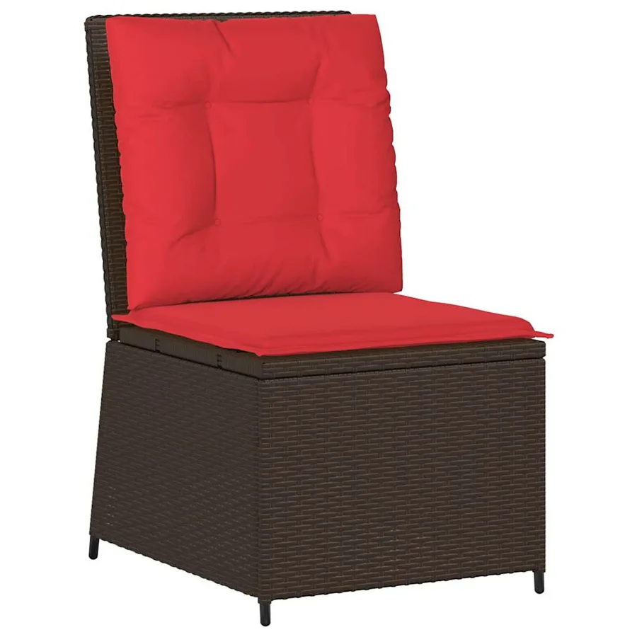 Canapé de jardin avec coussin Marron et rouge polyrotin - 2