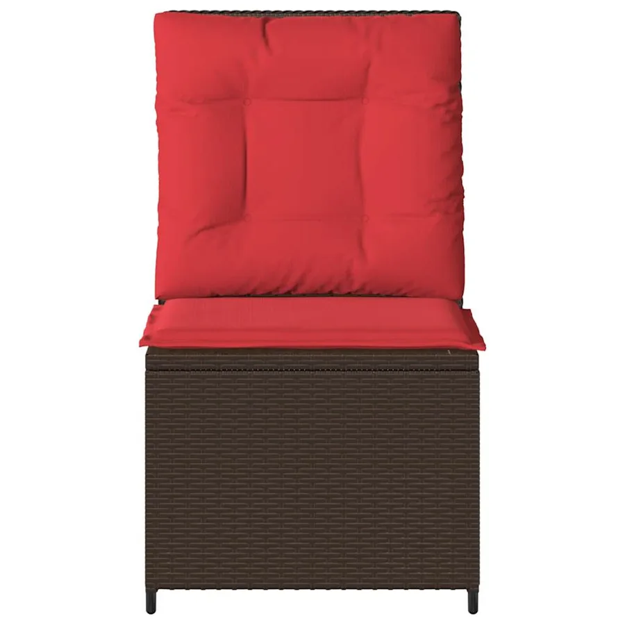 Canapé de jardin avec coussin Marron et rouge polyrotin - 4