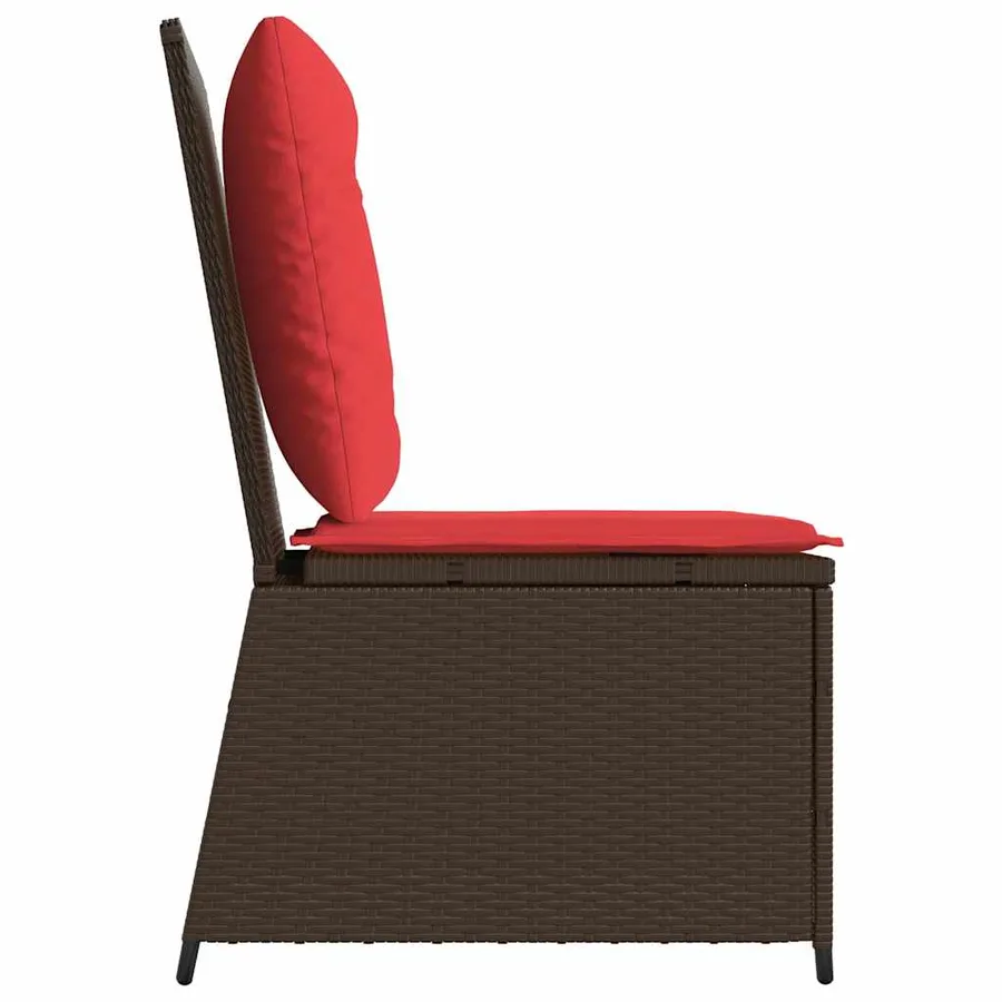 Canapé de jardin avec coussin Marron et rouge polyrotin - 5