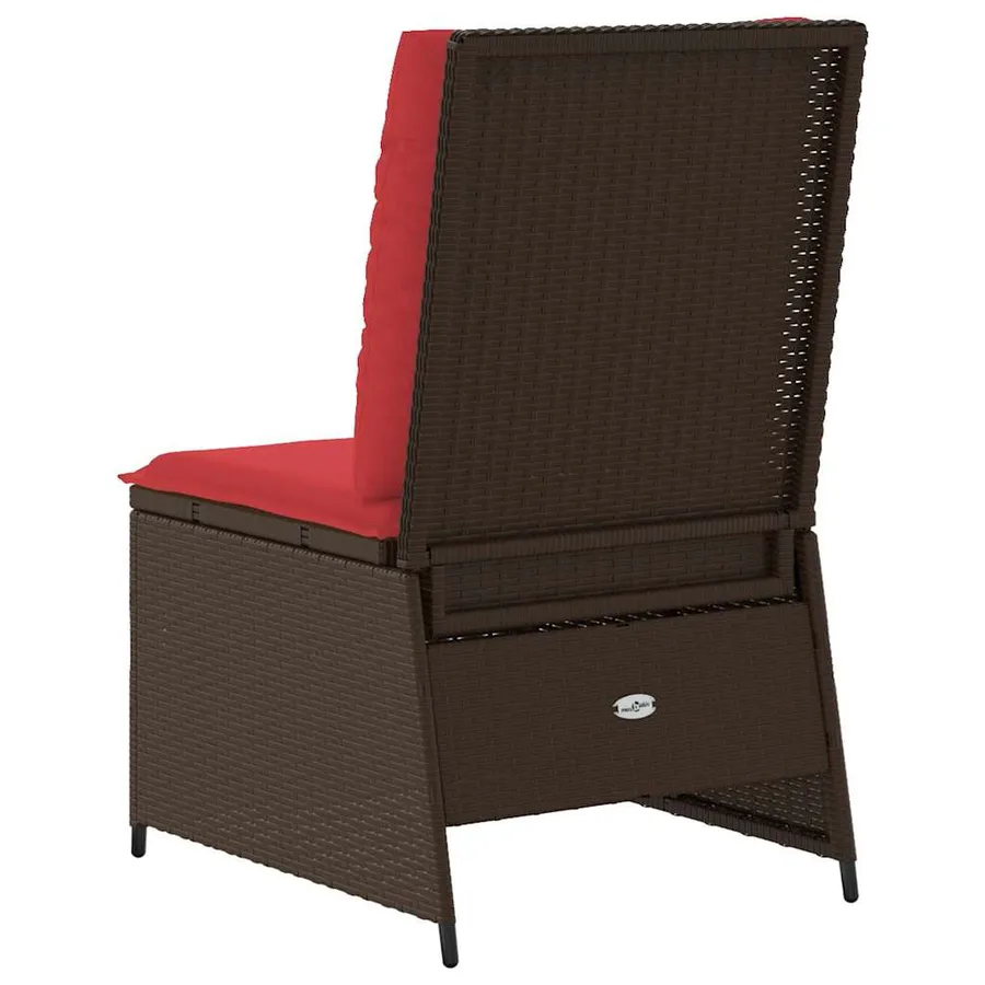 Canapé de jardin avec coussin Marron et rouge polyrotin - 6