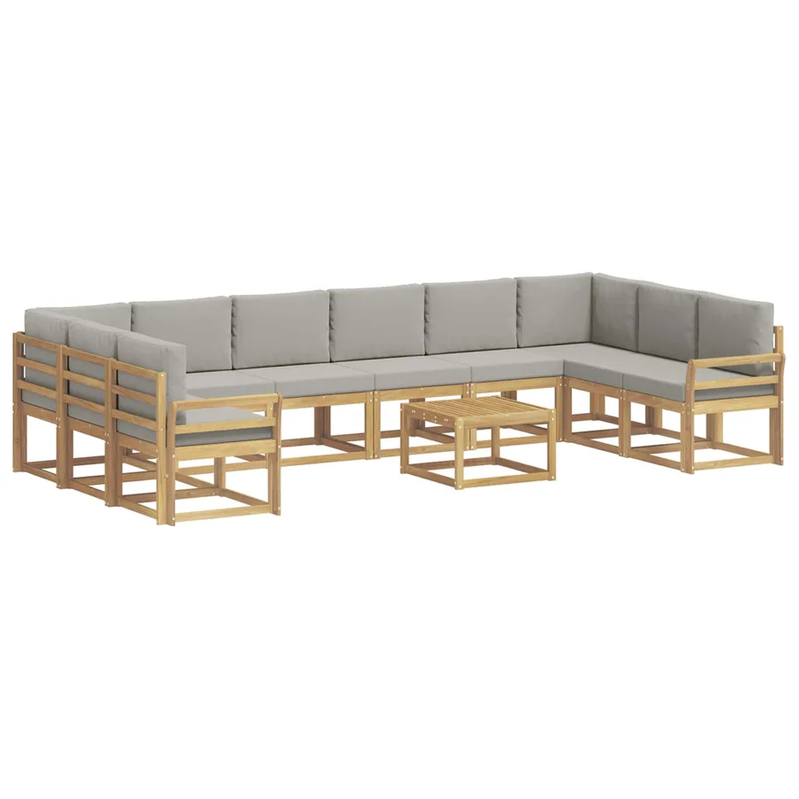 Ensemble de canapés d'extérieur 11 pcs Blanc et gris clair - 2