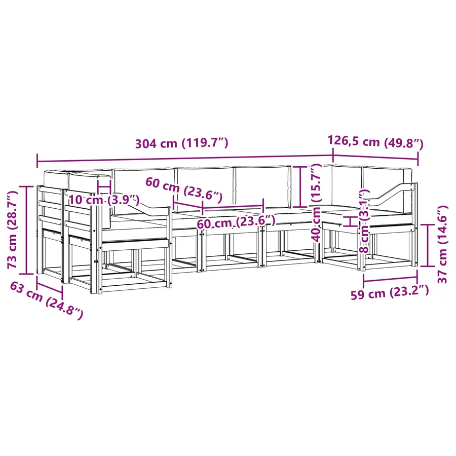 Ensemble de canapés d'extérieur 7 pc Blanc et gris clair - 7