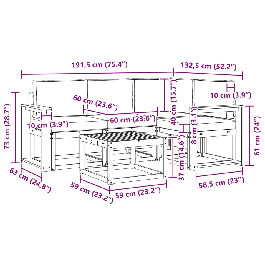 Ensemble de canapés d'extérieur 5 pcs Blanc et gris clair - 7