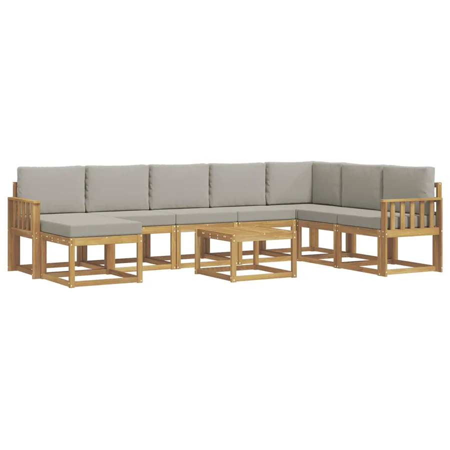 Ensemble de canapés d'extérieur 9 pcs Blanc et gris clair - 2