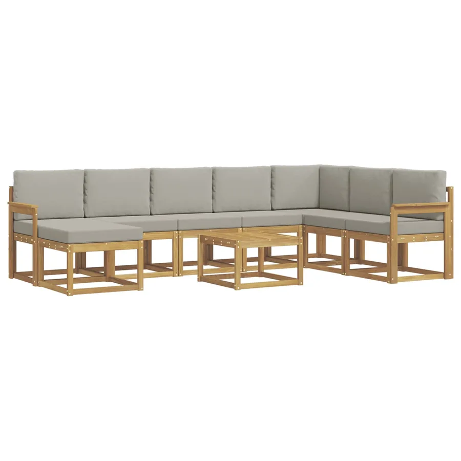 Ensemble de canapés d'extérieur 9 pcs Blanc et gris clair - 2