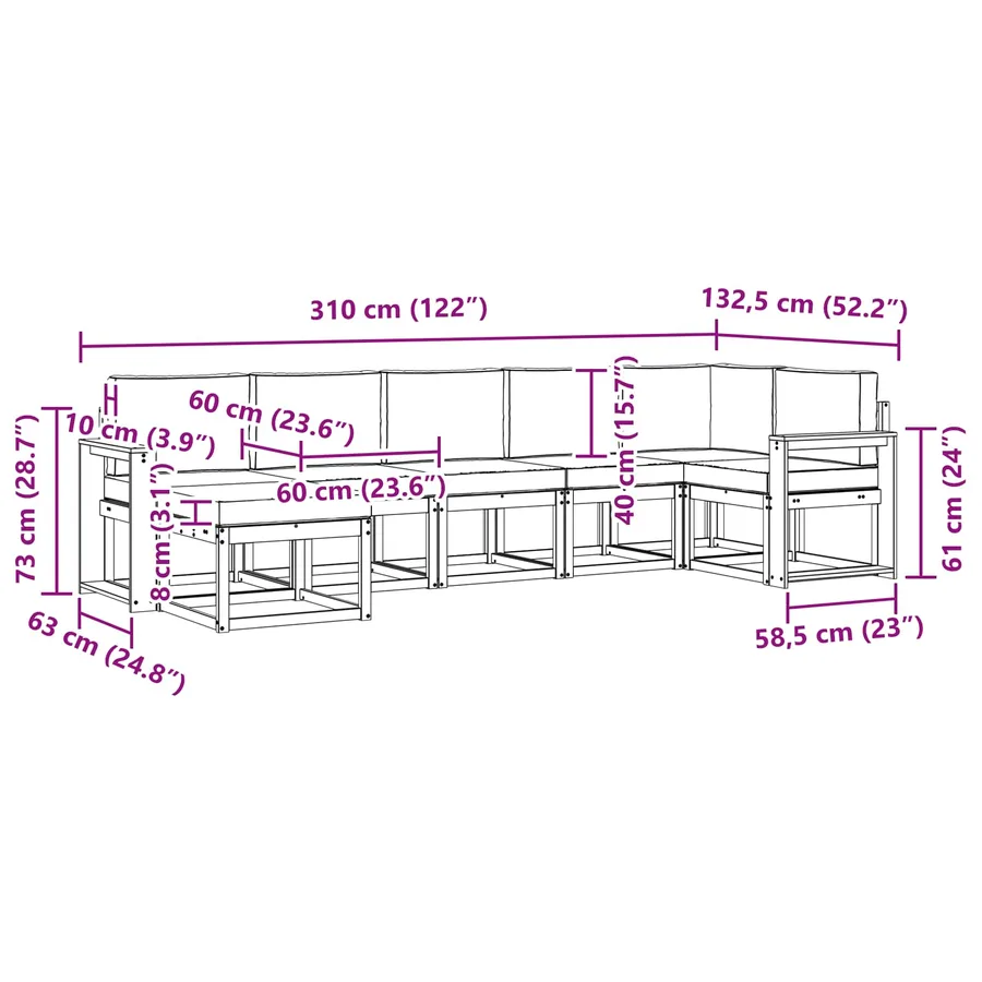 Ensemble de canapés d'extérieur 7 pcs Blanc et gris clair - 8