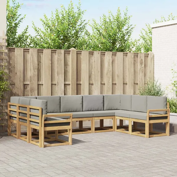 Ensemble de canapés d'extérieur 9 pcs Blanc et gris clair