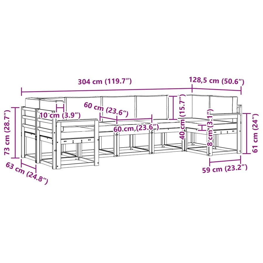 Ensemble de canapés d'extérieur 7 pc Blanc et gris clair - 7