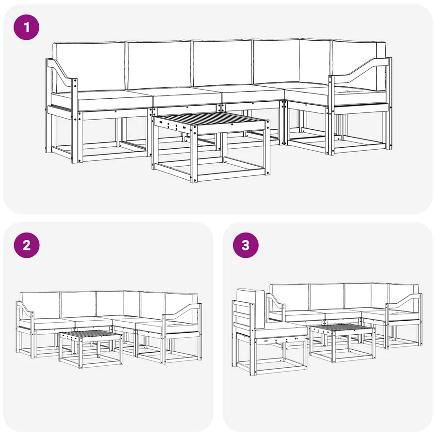 Ensemble de canapés d'extérieur 6 pcs Blanc et gris clair - 7