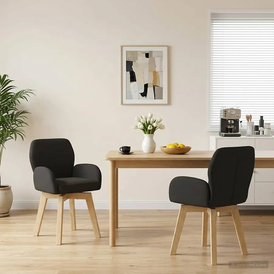 Chaises de salle à manger pivotantes 2 pcs Bouclé Noir