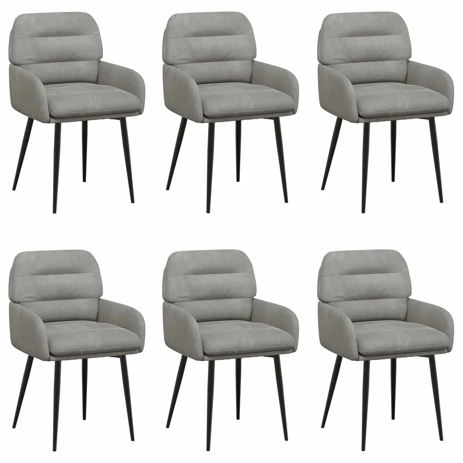 Chaises de salle à manger 6 pcs Velours Gris clair - 2