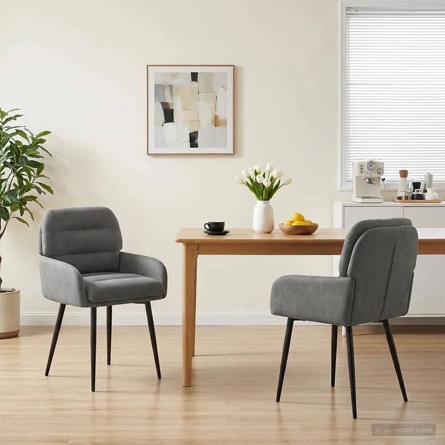Chaises de salle à manger 2 pcs Velours Gris foncé