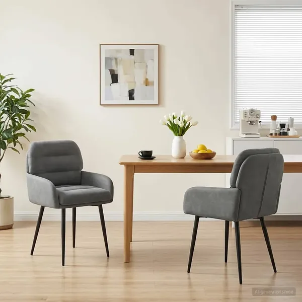 Chaises de salle à manger 2 pcs Velours Gris foncé