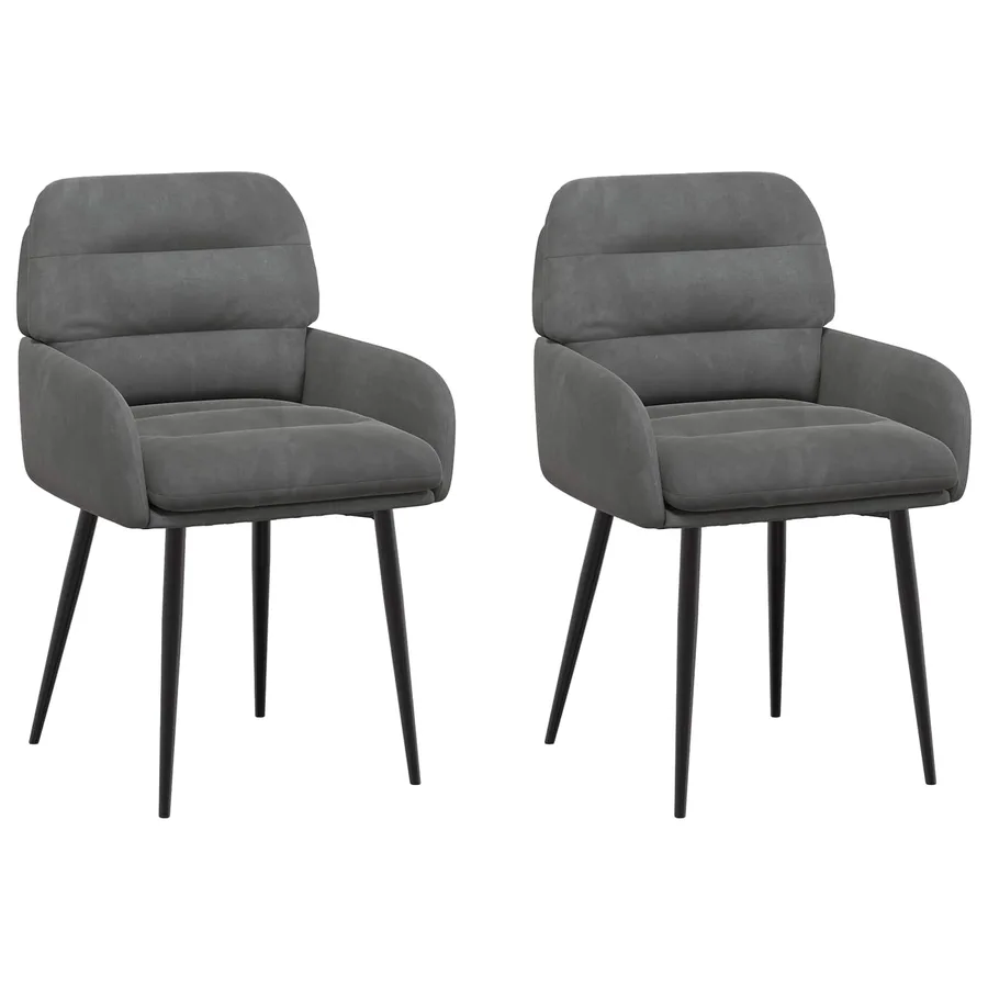 Chaises de salle à manger 2 pcs Velours Gris foncé - 2