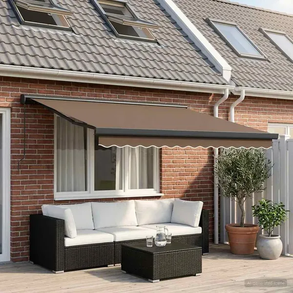 Auvent rétractable Taupe 300 x 250 cm Toile et Aluminium
