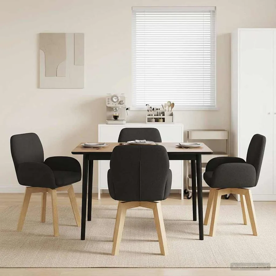 Chaises de salle à manger pivotantes 4 pcs Bouclé Noir