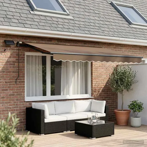 Auvent rétractable Taupe 300 x 250 cm Tissu et Aluminium
