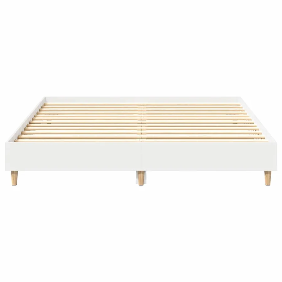 Cadre de lit 2 pcs Blanc 152 x 203 cm Bois d'ingénierie - 5