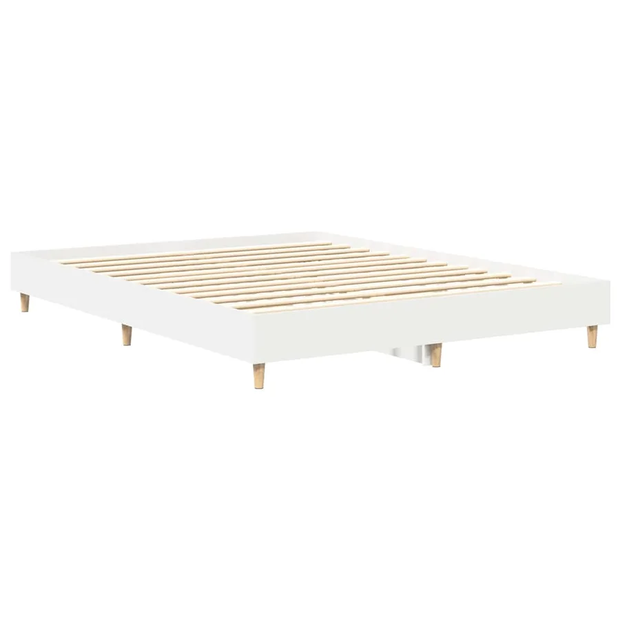 Cadre de lit 2 pcs Blanc 152 x 203 cm Bois d'ingénierie - 7