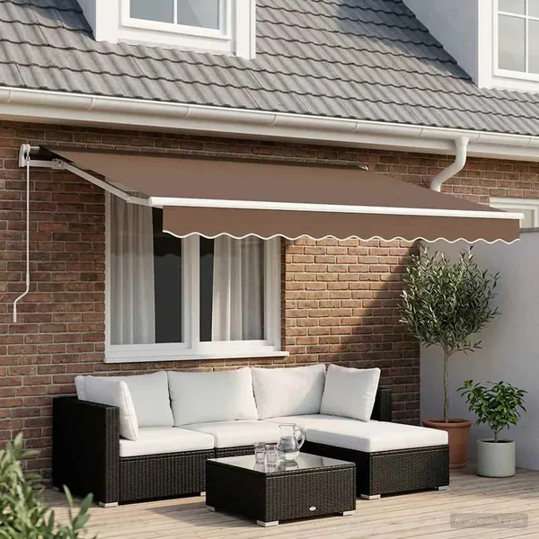 Auvent rétractable Taupe 350 x 250 cm Polyester et Aluminium