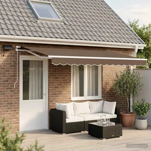 Auvent rétractable Taupe 400 × 300 cm Tissu et Aluminium