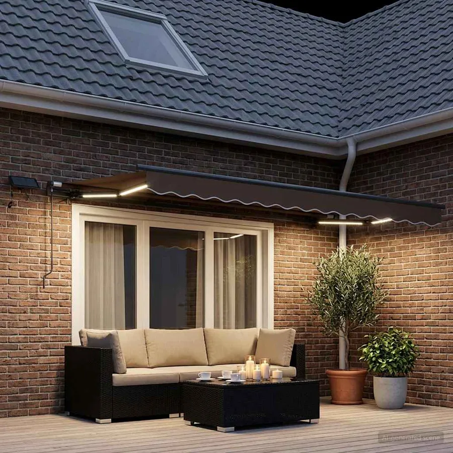 Auvent rétractable Taupe 350 x 250 cm Tissu et Aluminium - 3