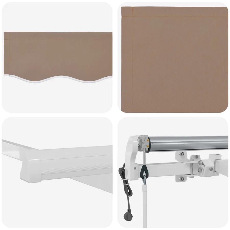 Auvent rétractable Taupe 350 x 250 cm Polyester - 6