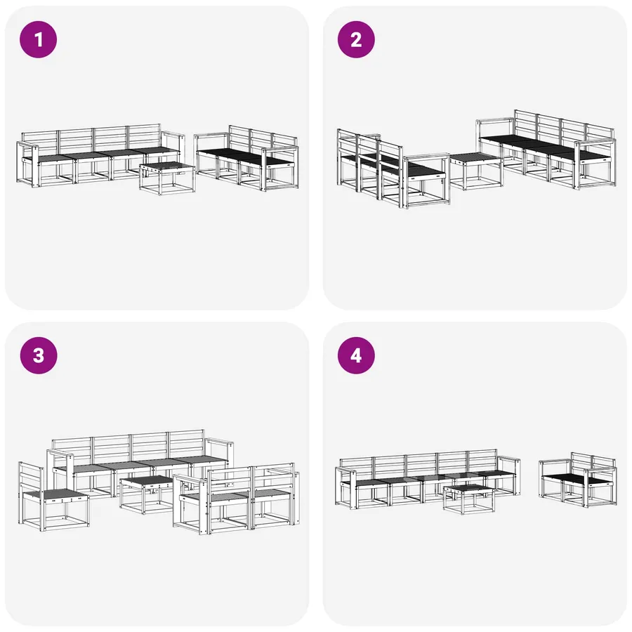 Ensemble de canapés d'extérieur 8 pcs Blanc 59 x 59 x 37 cm - 7