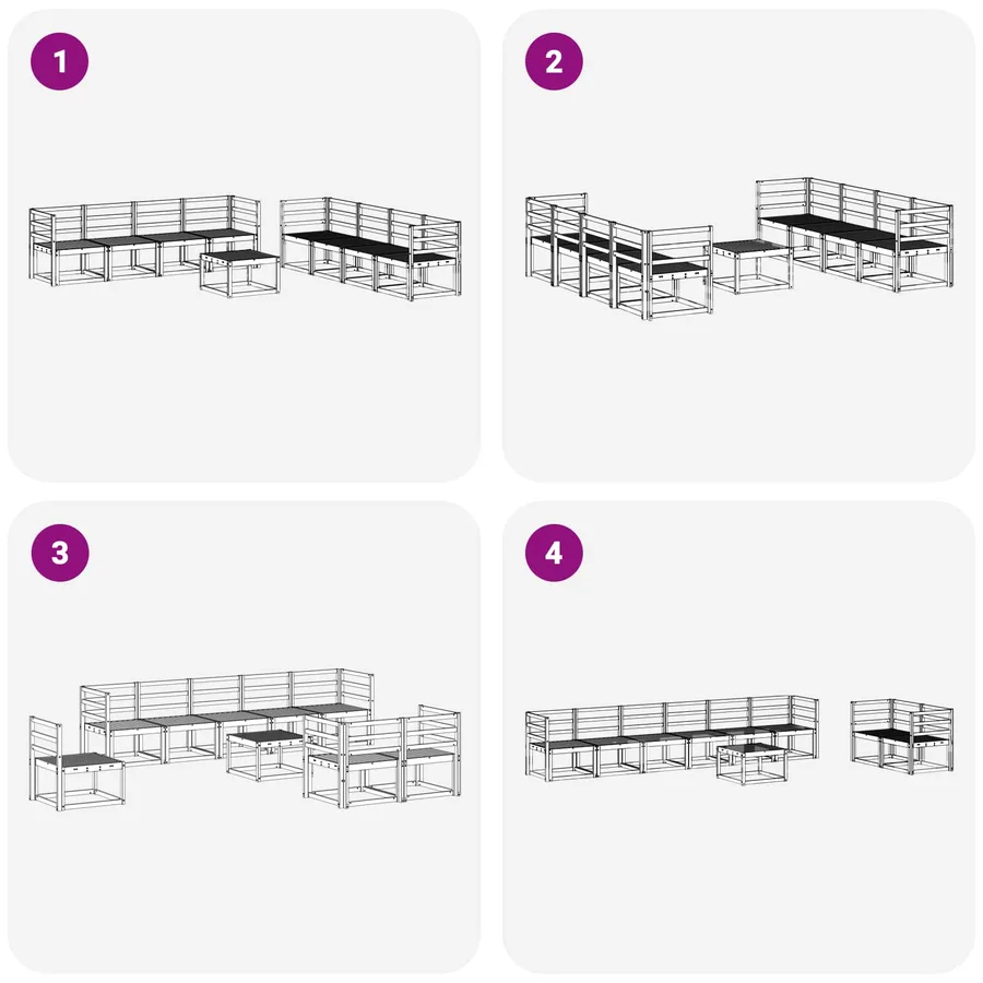 Ensemble de canapés d'extérieur 9 pcs Blanc 59 x 59 x 37 cm - 7