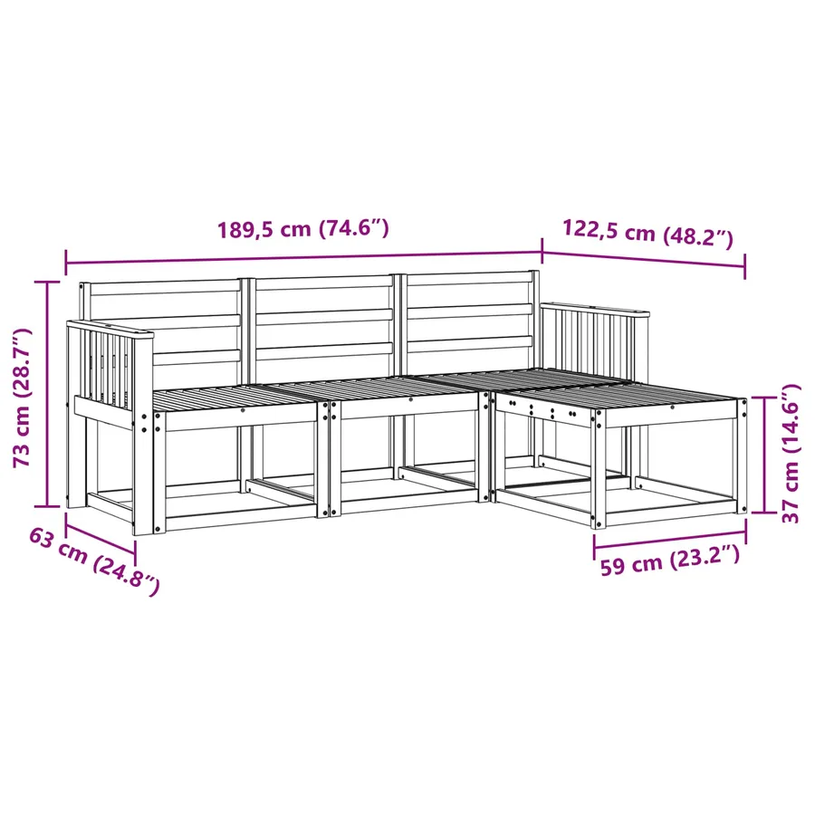 Ensemble de canapés d'extérieur 4 pcs Blanc - 7