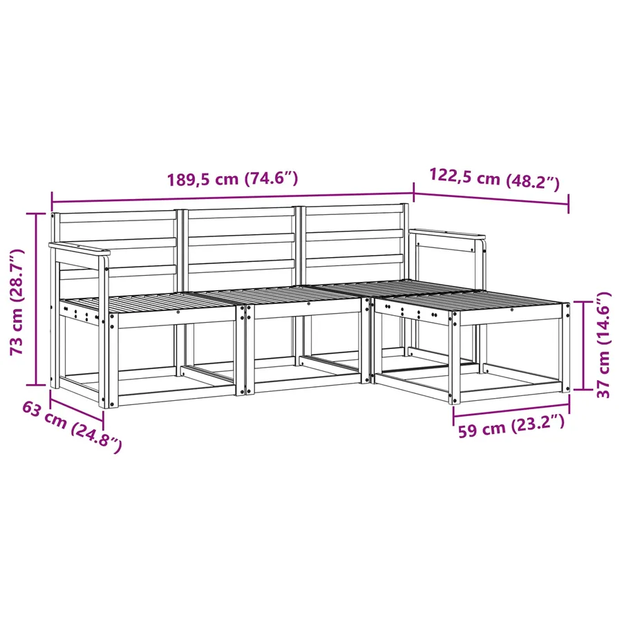 Ensemble de canapés d'extérieur 4 pcs Blanc - 7