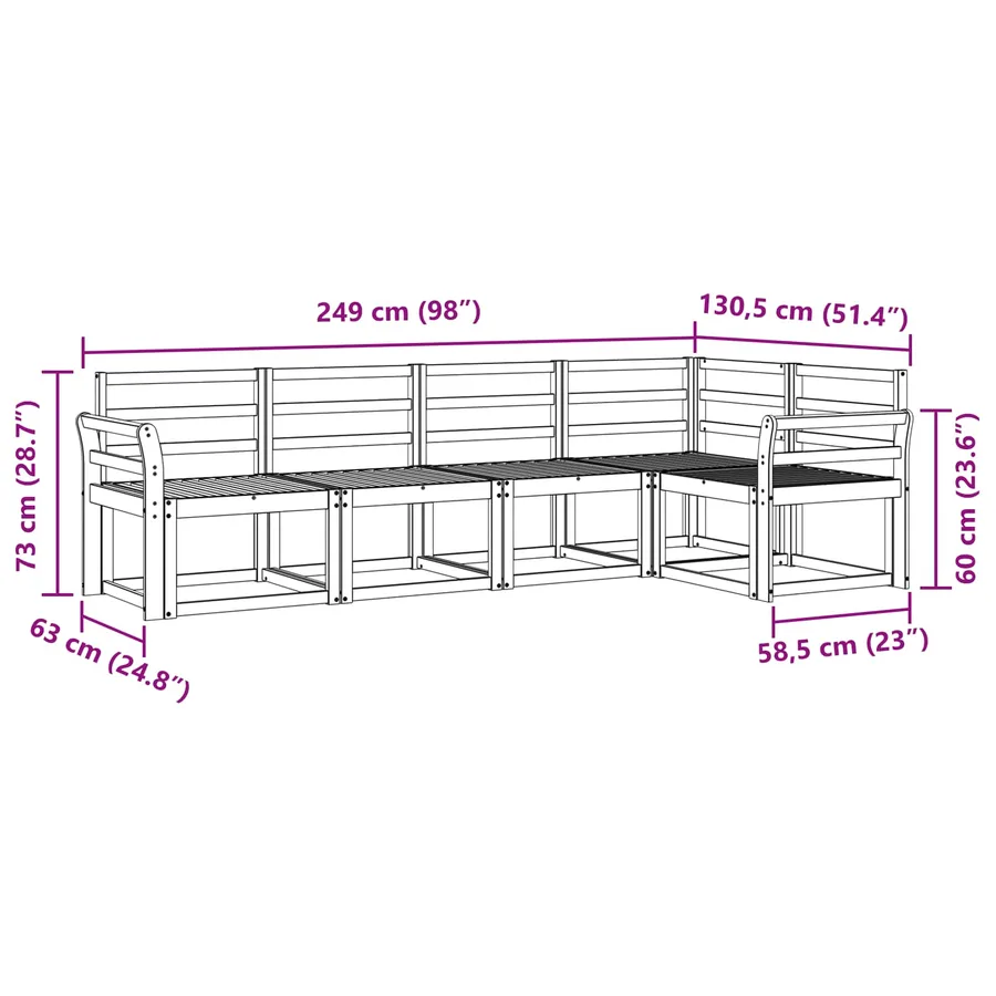 Ensemble de canapés d'extérieur 5 pcs Blanc - 7