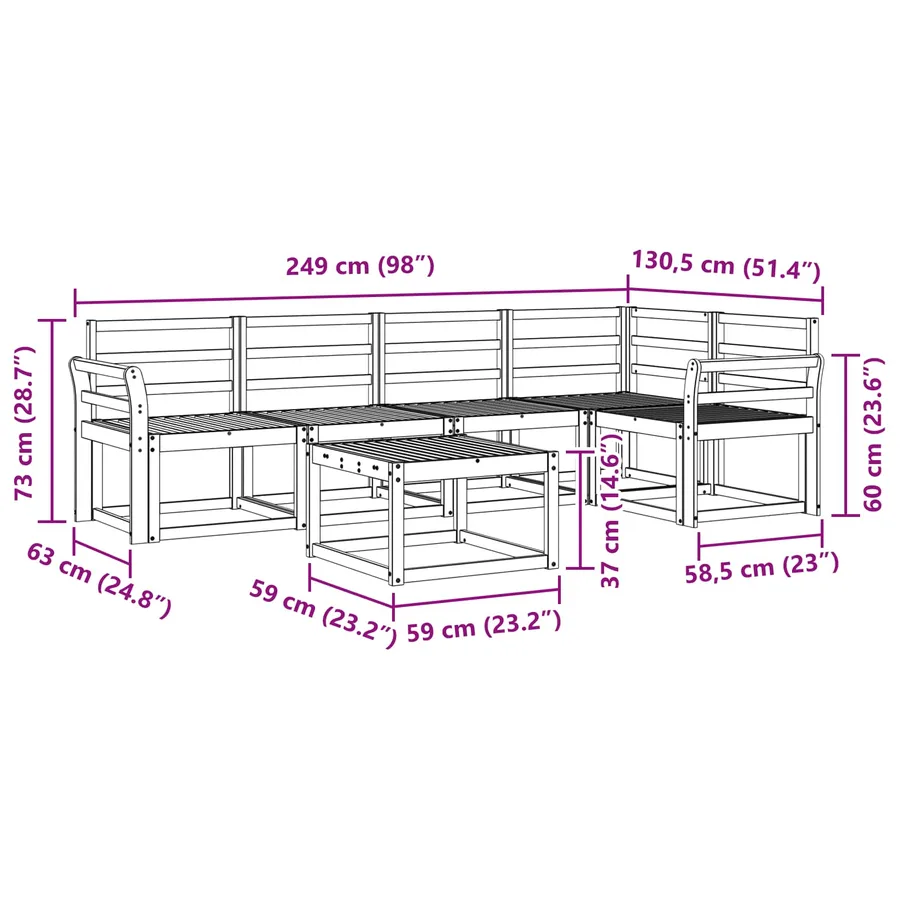 Ensemble de canapés d'extérieur 6 pcs Blanc - 9