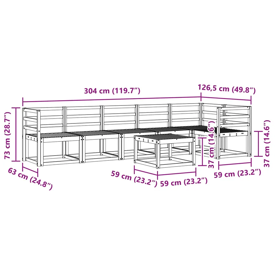 Ensemble de canapés d'extérieur 7 pcs Blanc - 9