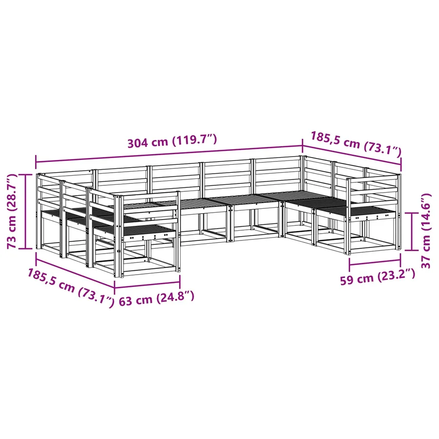 Ensemble de canapés d'extérieur 9 pcs Blanc - 7