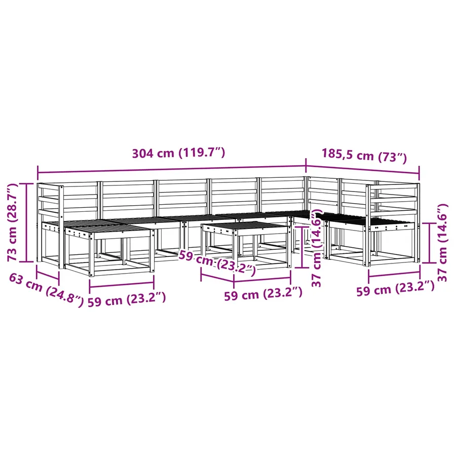 Ensemble de canapés d'extérieur 9 pcs Blanc - 9