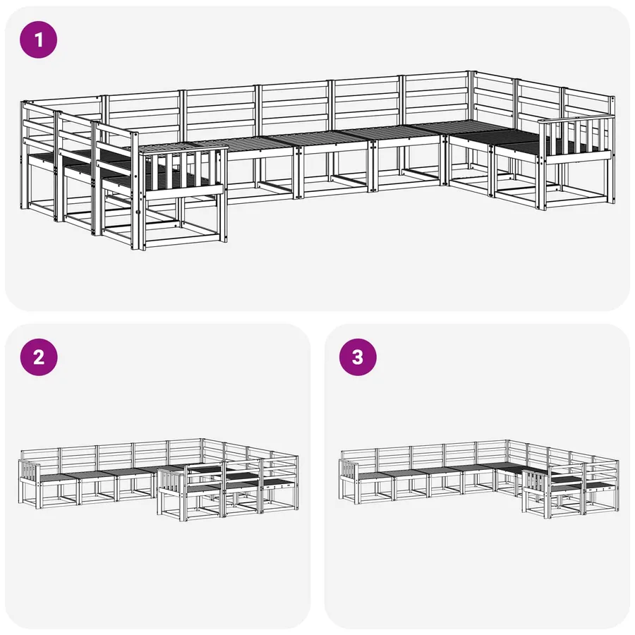 Ensemble de canapés d'extérieur 10 pcs Blanc - 6
