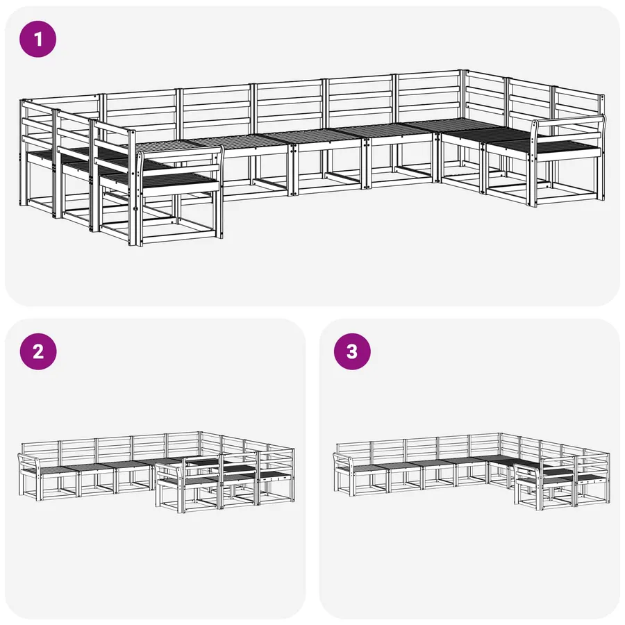 Ensemble de canapés d'extérieur 10 pcs Blanc - 6