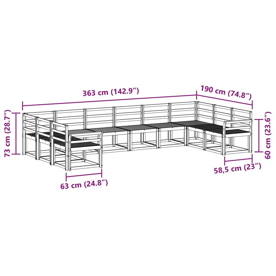 Ensemble de canapés d'extérieur 10 pcs Blanc - 7