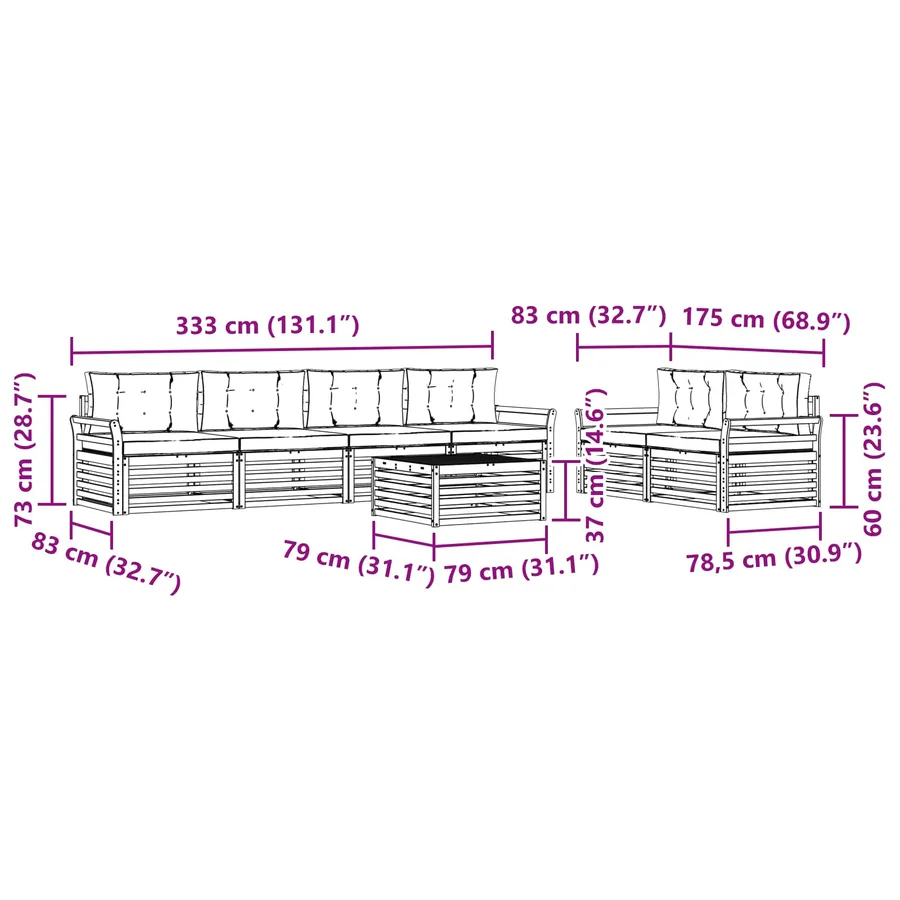 Ensemble de canapés d'extérieur 7 pc Blanc et crème - 7
