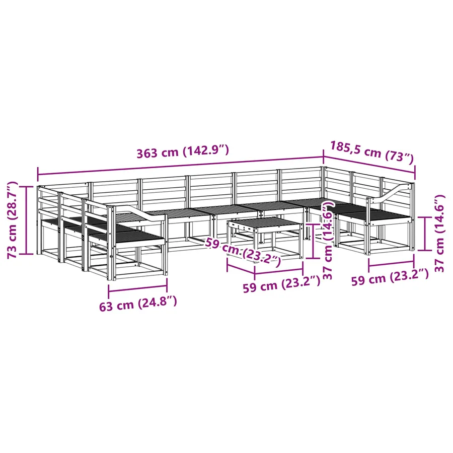 Ensemble de canapés d'extérieur 11 pcs Blanc - 9
